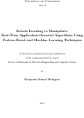 Cover page: Robots learning to manipulate: real-time application-oriented algorithms using feature-based and machine learning techniques