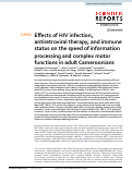 Cover page: Effects of HIV infection, antiretroviral therapy, and immune status on the speed of information processing and complex motor functions in adult Cameroonians