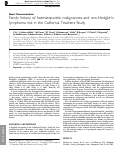 Cover page: Family history of haematopoietic malignancies and non-Hodgkin's lymphoma risk in the California Teachers Study