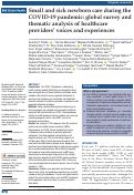 Cover page: Small and sick newborn care during the COVID-19 pandemic: global survey and thematic analysis of healthcare providers’ voices and experiences