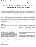 Cover page: Alzheimer's disease and HIV associated dementia related genes: I. location and function