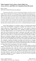 Cover page: What Linguists Need to Know About Child Care: Access, Service, and Ethics in Community-Based Research