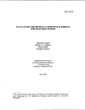 Cover page: Evaluation Methods in Competitive Bidding for Electric Power