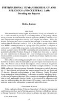 Cover page: International Human Rights Law and Religious and Cultural Law: Breaking the Impasse