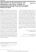 Cover page: Opportunities for Renal Nutrition and Metabolism at the Dawn of 2020s: An Inauguration Message From the New JREN Editors-In-Chief