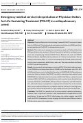 Cover page: Emergency medical service interpretation of Physician Orders for Life-Sustaining Treatment (POLST) in cardiopulmonary arrest.