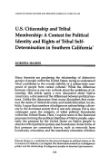 Cover page: U.S. Citizenship and Tribal Membership: A Contest for Political Identity and Rights of Tribal Self-Determination in Southern California