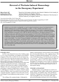 Cover page: Reversal of Warfarin-Induced Hemorrhage in the Emergency Department