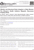 Cover page: Obesity and Structural Brain Integrity in Older Women: The Women’s Health Initiative Magnetic Resonance Imaging Study