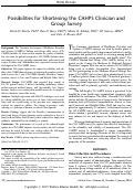 Cover page: Possibilities for Shortening the CAHPS Clinician and Group Survey