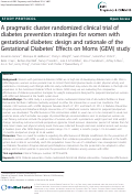 Cover page: A pragmatic cluster randomized clinical trial of diabetes prevention strategies for women with gestational diabetes: design and rationale of the Gestational Diabetes’ Effects on Moms (GEM) study