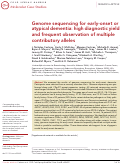 Cover page: Genome sequencing for early-onset or atypical dementia: high diagnostic yield and frequent observation of multiple contributory alleles