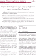 Cover page: Validation of a Clinical Scoring System for Outcome Prediction in Dogs with Acute Kidney Injury Managed by Hemodialysis.