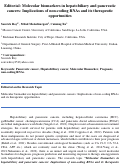 Cover page: Editorial: Molecular biomarkers in hepatobiliary and pancreatic cancers: implications of non-coding RNAs and its therapeutic opportunities