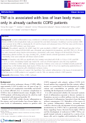 Cover page: TNF-alpha is associated with loss of lean body mass only
in already cachectic COPD patients