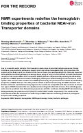 Cover page: NMR experiments redefine the hemoglobin binding properties of bacterial NEAr‐iron Transporter domains