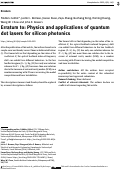 Cover page: Erratum to: Physics and applications of quantum dot lasers for silicon photonics.