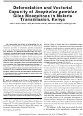 Cover page: Deforestation and Vectorial Capacity of Anopheles gambiae Giles Mosquitoes in Malaria Transmission, Kenya
