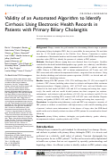 Cover page: Validity of an Automated Algorithm to Identify Cirrhosis Using Electronic Health Records in Patients with Primary Biliary Cholangitis