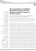 Cover page: Vesicular Release of GABA by Mammalian Horizontal Cells Mediates Inhibitory Output to Photoreceptors