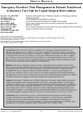 Cover page: Emergency Providers’ Pain Management in Patients Transferred to Intensive Care Unit for Urgent Surgical Interventions.