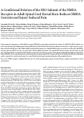 Cover page: A conditional deletion of the NR1 subunit of the NMDA receptor in adult spinal cord dorsal horn reduces NMDA currents and injury-induced pain