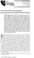 Cover page: ESL Teacher-Education Programs: Measuring Up to the TESOL/NCATE Yardstick