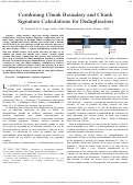 Cover page: Combining Chunk Boundary and Chunk Signature Calculations for Deduplication