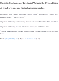 Cover page: Catalytic Mechanism of Interfacial Water in the Cycloaddition of Quadricyclane and Diethyl Azodicarboxylate