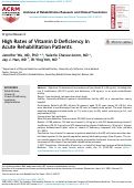 Cover page: High Rates of Vitamin D Deficiency in Acute Rehabilitation Patients.