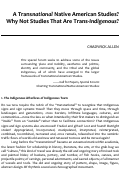 Cover page: A Trans<em>national</em> Native American Studies? Why Not Studies That Are Trans-<em>Indigenous</em>?