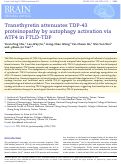 Cover page: Transthyretin attenuates TDP-43 proteinopathy by autophagy activation via ATF4 in FTLD-TDP.