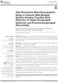 Cover page: High Resolution Manofluorographic Study in Patients With Multiple System Atrophy: Possible Early Detection of Upper Esophageal Sphincter and Proximal Esophageal Abnormality