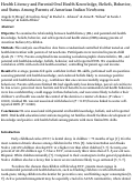 Cover page: Health Literacy and Parental Oral Health Knowledge, Beliefs, Behavior, and Status Among Parents of American Indian Newborns