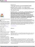 Cover page: Halofuginone for non-hospitalized adult patients with COVID-19 a multicenter, randomized placebo-controlled phase 2 trial. The HALOS trial.