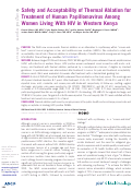 Cover page: Safety and Acceptability of Thermal Ablation for Treatment of Human Papillomavirus Among Women Living With HIV in Western Kenya.