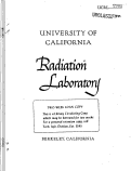 Cover page: RADIATION DECOMPOSITION OF PURE ORGANIC COMPOUNDS