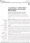 Cover page: "Liquid Biopsy" of White Matter Hyperintensity in Functionally Normal Elders.
