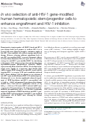 Cover page: In&nbsp;vivo selection of anti-HIV-1 gene-modified human hematopoietic stem/progenitor cells to enhance engraftment and HIV-1 inhibition.