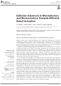 Cover page: Editorial: Advances in Mechatronics and Biomechanics Towards Efficient Robot Actuation