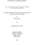 Cover page: The Value of Legislative Design: A Comparative Analysis of State Legislative Institution