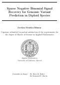 Cover page: Sparse Negative Binomial Signal Recovery for Genomic Variant Prediction in Diploid Species