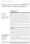 Cover page: Insomnia medication use and the probability of an accidental event in an older adult population