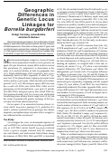 Cover page: Geographic Differences in Genetic Locus Linkages for Borrelia burgdorferi