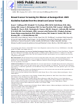 Cover page: Breast Cancer Screening for Women at Average Risk: 2015 Guideline Update From the American Cancer Society