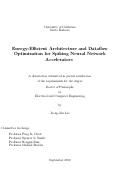 Cover page: Energy-Efficient Architecture and Dataflow Optimization for Spiking Neural Network Accelerators