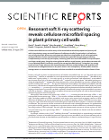 Cover page: Resonant soft X-ray scattering reveals cellulose microfibril spacing in plant primary cell walls