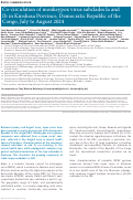 Cover page: Co-circulation of monkeypox virus subclades Ia and Ib in Kinshasa Province, Democratic Republic of the Congo, July to August 2024.