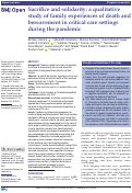 Cover page: Sacrifice and solidarity: a qualitative study of family experiences of death and bereavement in critical care settings during the pandemic