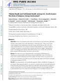 Cover page: ‘Mental health and self-rated health among U.S. South Asians: the role of religious group involvement’